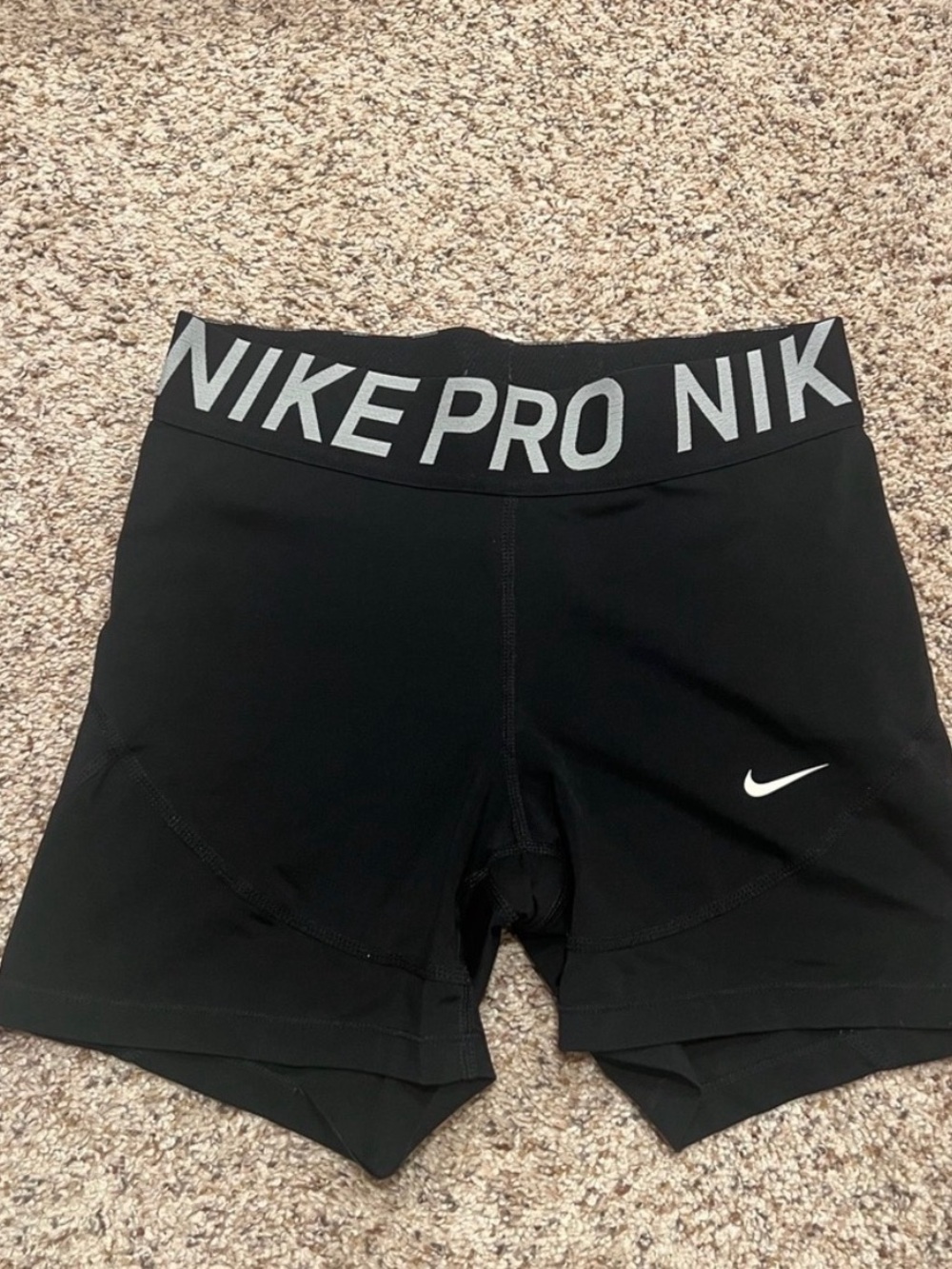 Nike Black Women's Pro Stretch Bike Shorts with Gray Logo